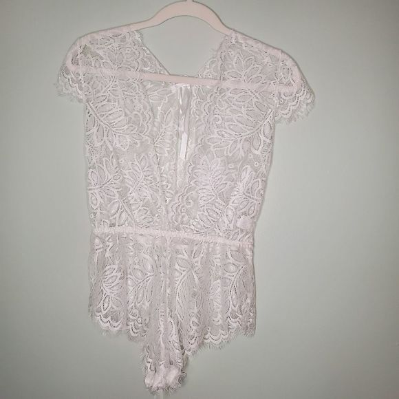 ANYOU White Lace Teddy bodysuit size Small - Picture 1 of 7